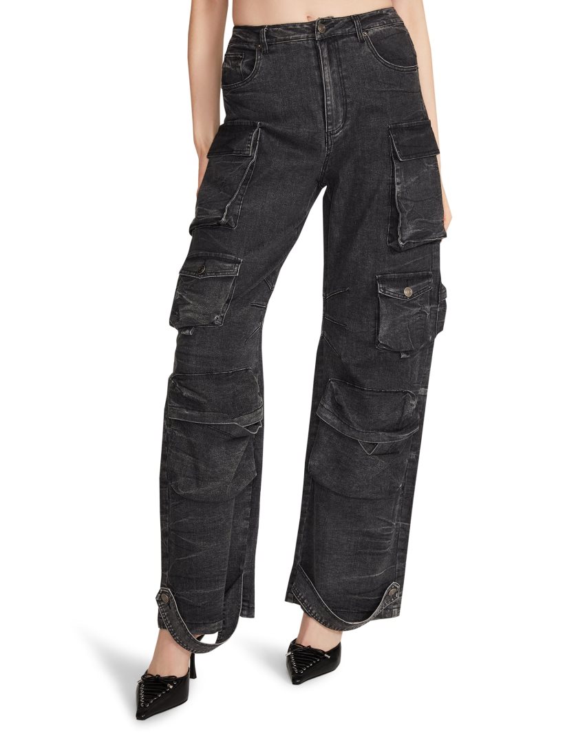 Black Steve Madden Brody Denim Women's Pants | PH 2195FO16